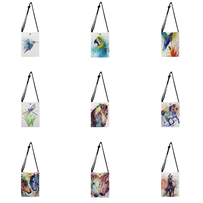 Women's Small Textured Velvet Animal Vacation Classic Style Square Magnetic Buckle Crossbody Bag