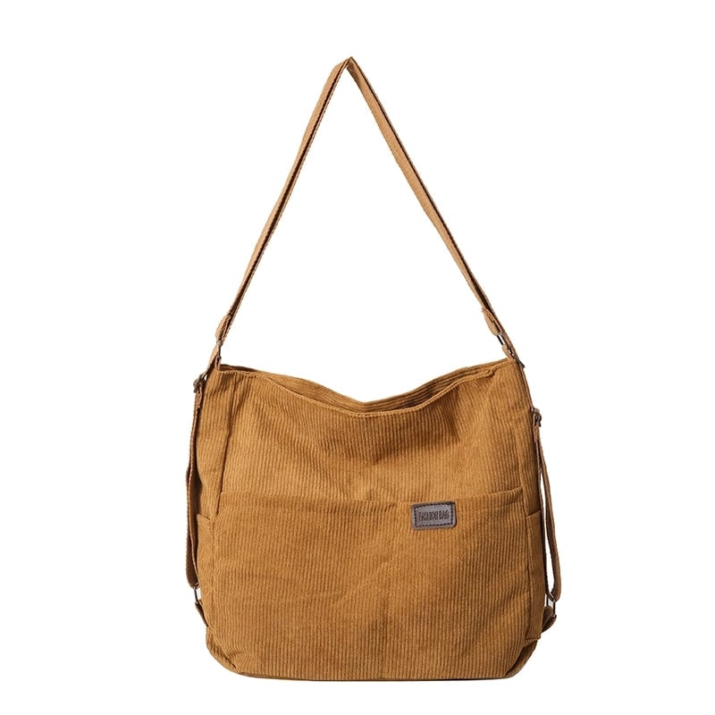 Women's Corduroy Solid Color Classic Style Square Zipper Shoulder Bag