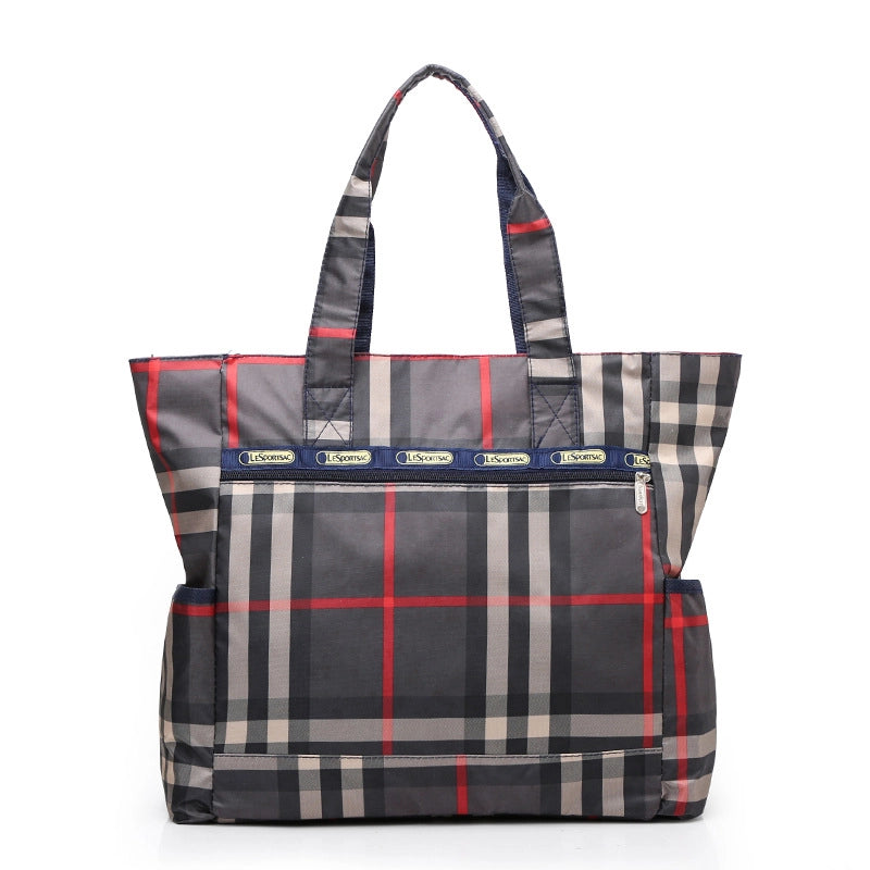 Women's Large Oxford Cloth Printing Classic Style Square Zipper Shoulder Bag