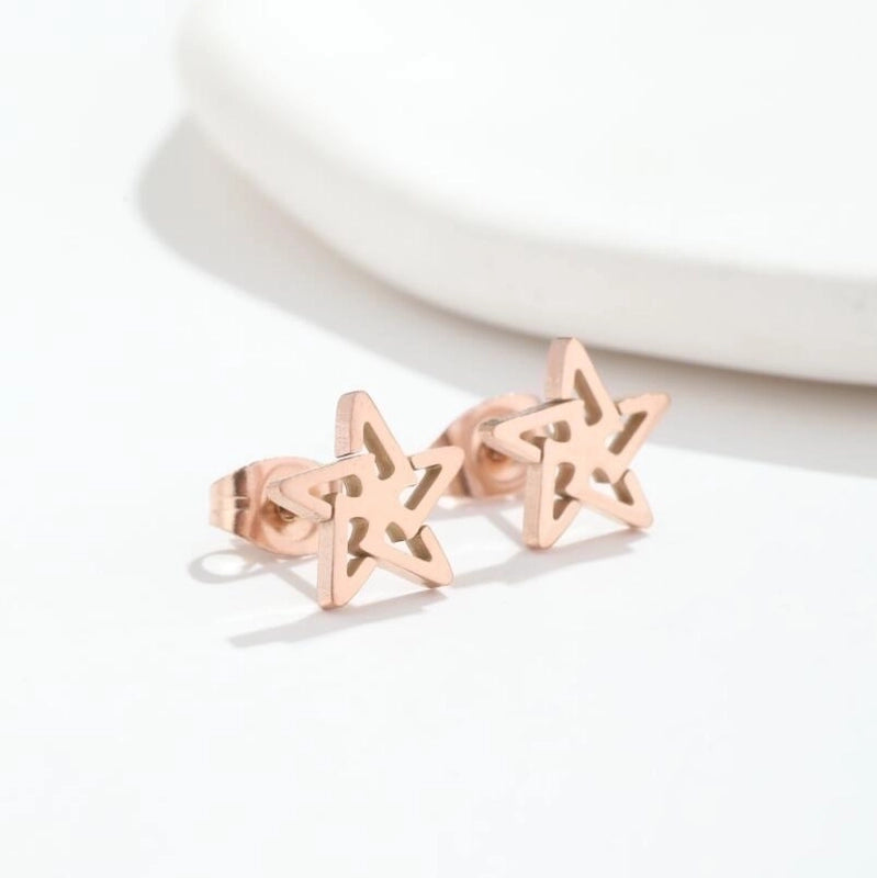 Fashion Cactus Sun Stainless Steel Plating Hollow Out Ear Studs 1 Pair