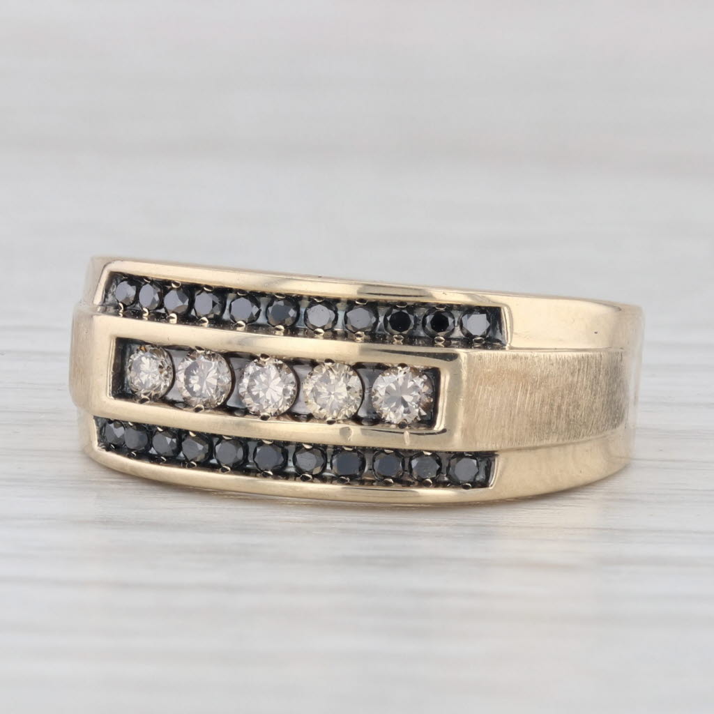 0.50ctw Brown Black Diamond Ring 14k Yellow Gold Size 10 Men's Wedding