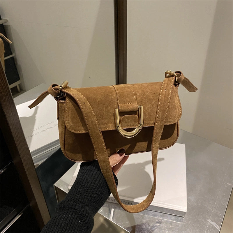 Women's Medium Special Solid Color Streetwear Sewing Thread Square Flip Cover Crossbody Bag
