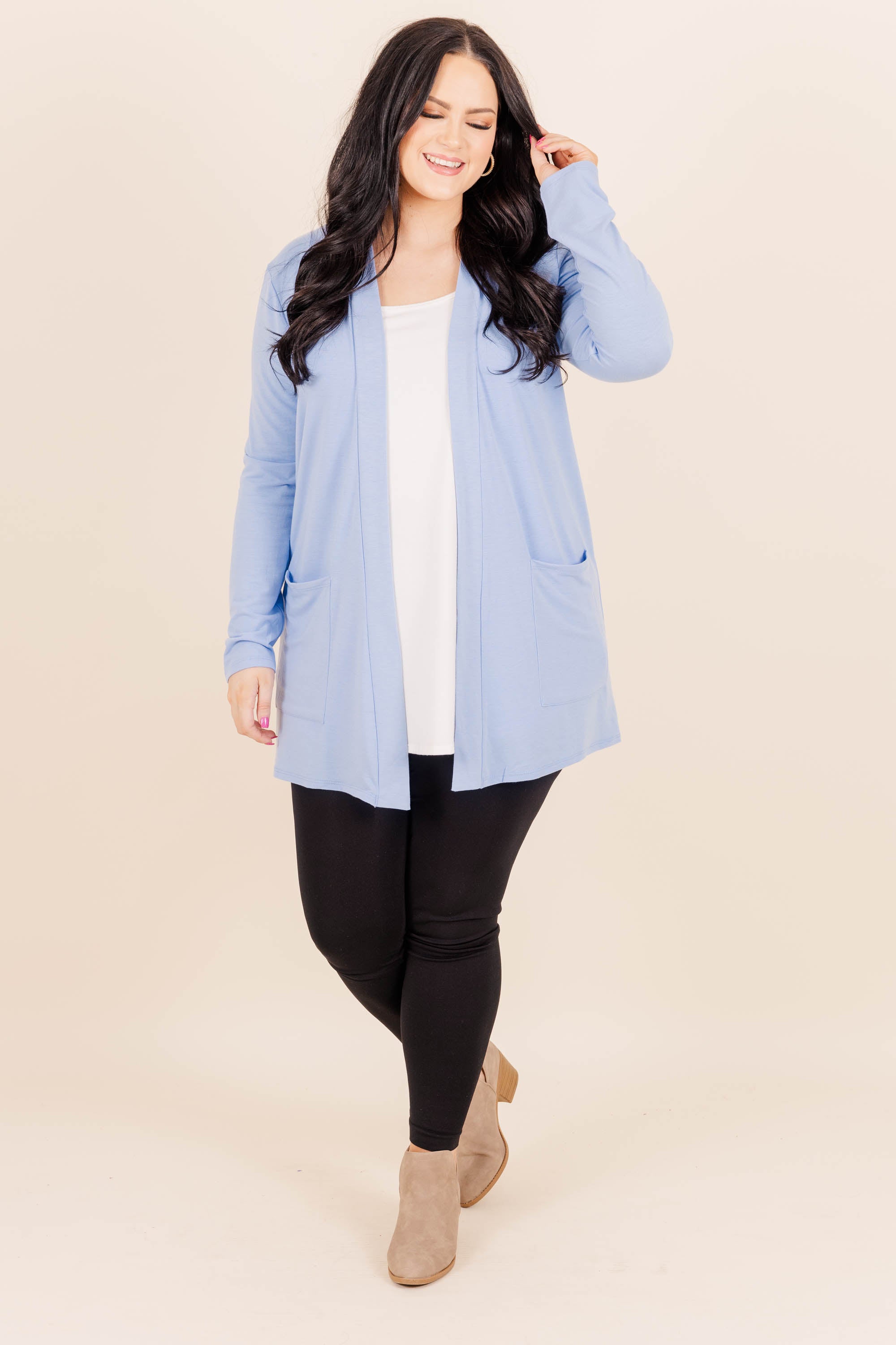 Kindness And Compassion Cardigan. Spring Blue