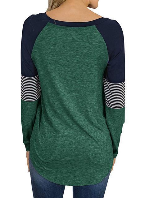 Striped Color Block Casual Tunic Tops