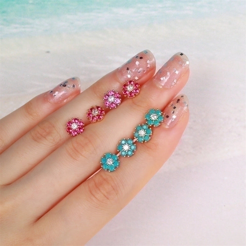 Fashion Geometric Brass Plating Zircon Ear Studs 1 Piece