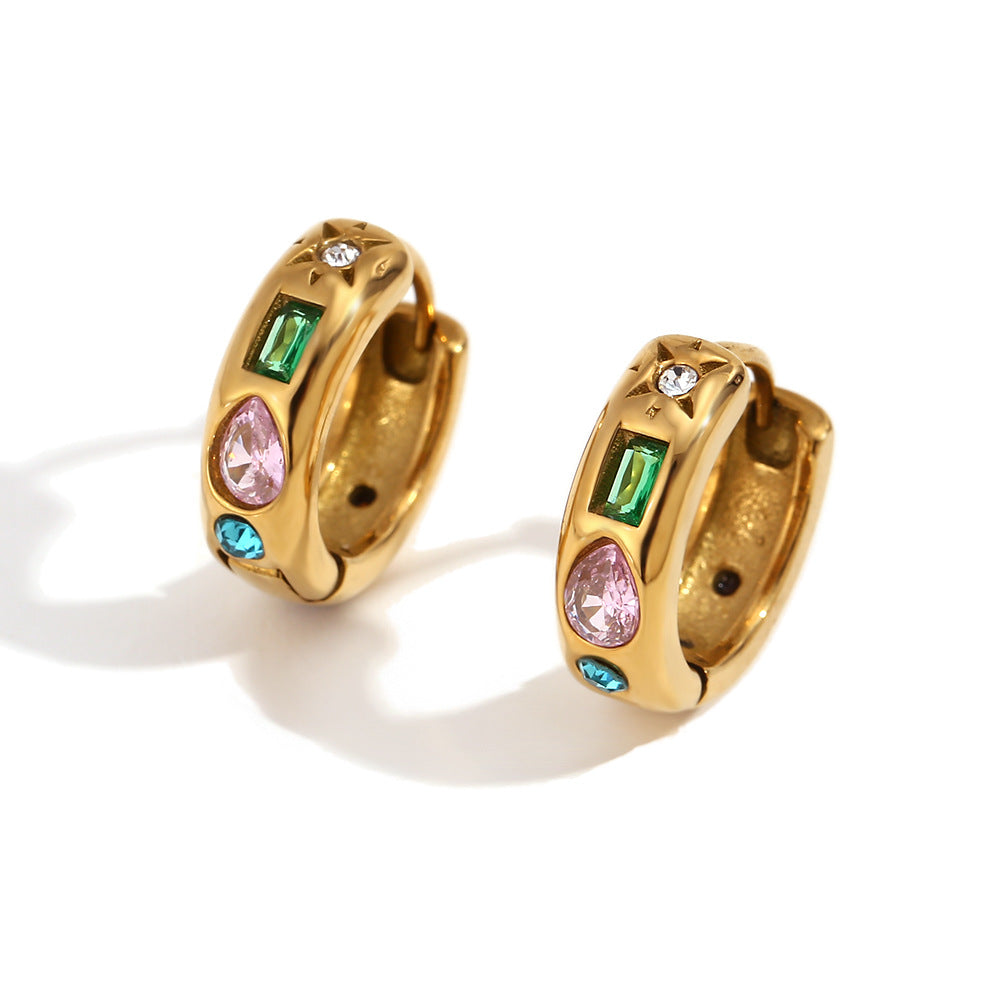 Fashion Circle Cloud Star Stainless Steel 18K Gold Plated Jewelry Sets