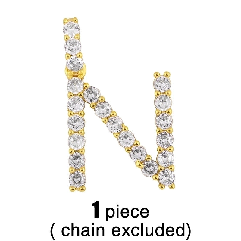 Copper Tennis Chain Inlaid Zircon Letter Necklace