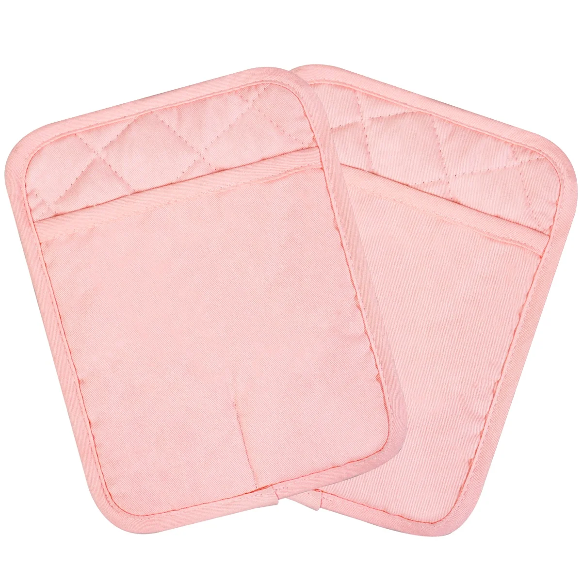 Hot sale pink cotton and silicone pot holder with pocket kitchen heat resistant cooking pot holder