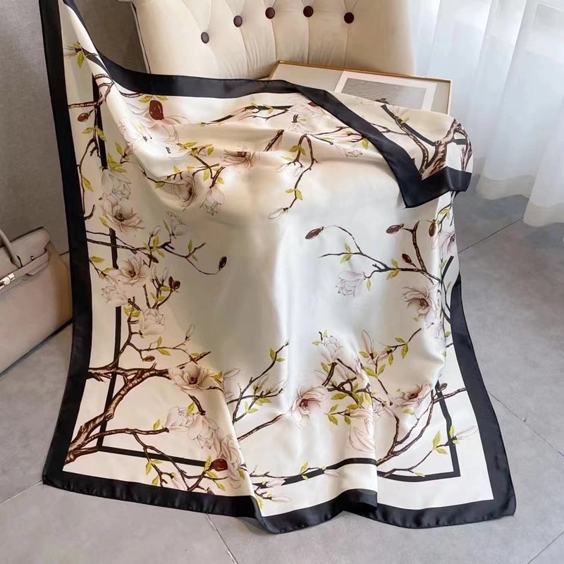 Women's Vintage Style Letter Color Block Polyester Silk Scarves