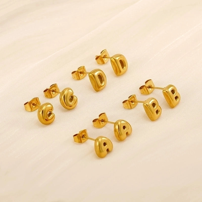 1 Piece Minimalist Classic Style Letter Plating 304 Stainless Steel 18K Gold Plated Ear Studs
