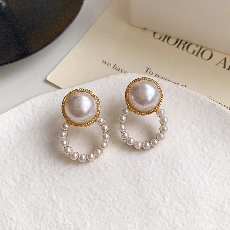 1 Pair Minimalist Round Inlay Alloy Zircon Ear Studs