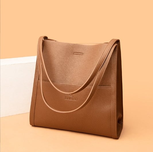 ⏰Solid color simple PU leather shoulder bag