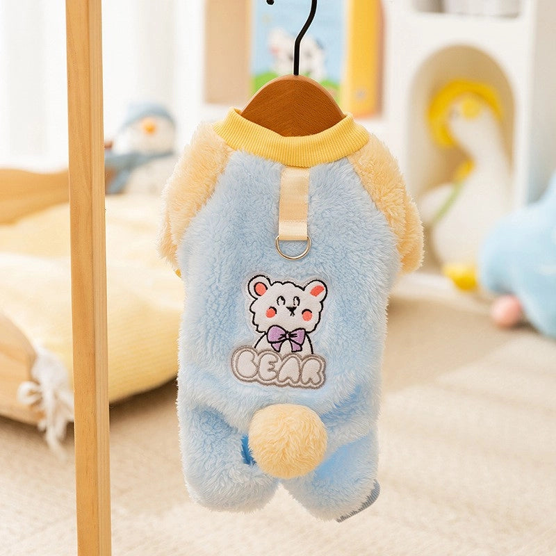 Cute Flannel Animal Solid Color Pet Clothing