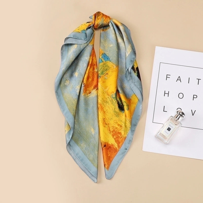 Women's Sweet Geometric Satin Printing Silk Scarves