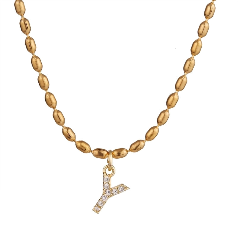 Shiny Letter Letter 304 Stainless Steel Necklace