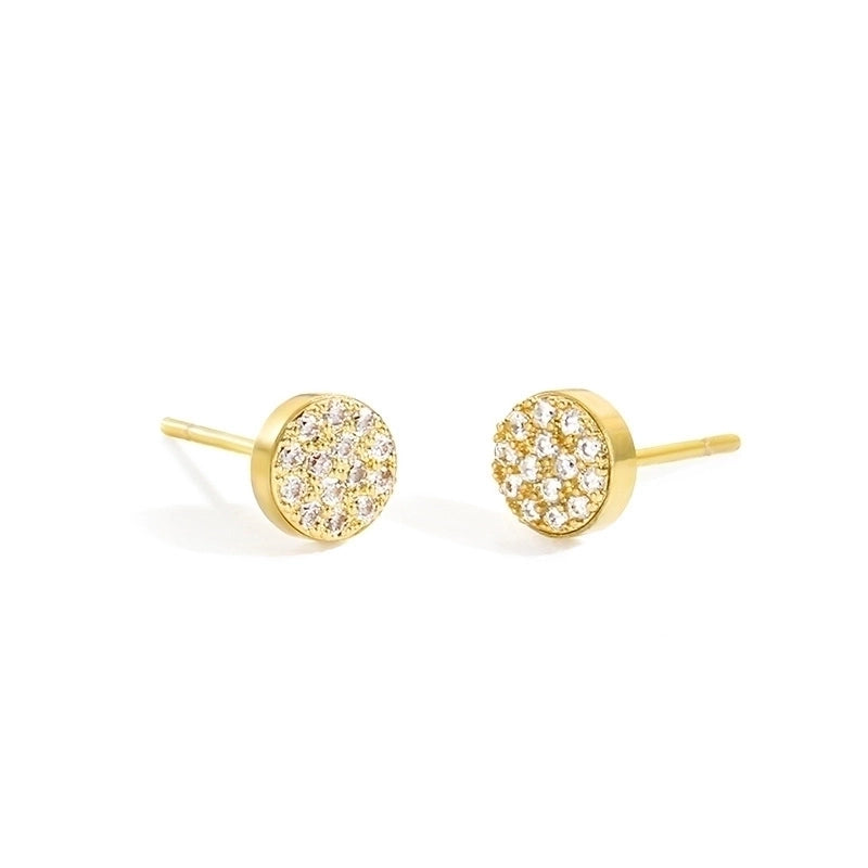 Minimalist Round Stainless Steel Inlay Artificial Diamond Ear Studs 1 Pair