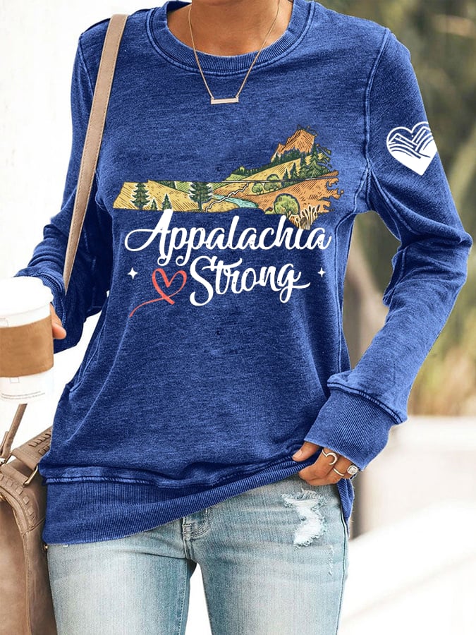 Appalachian Print Casual Long Sleeve Hoodie