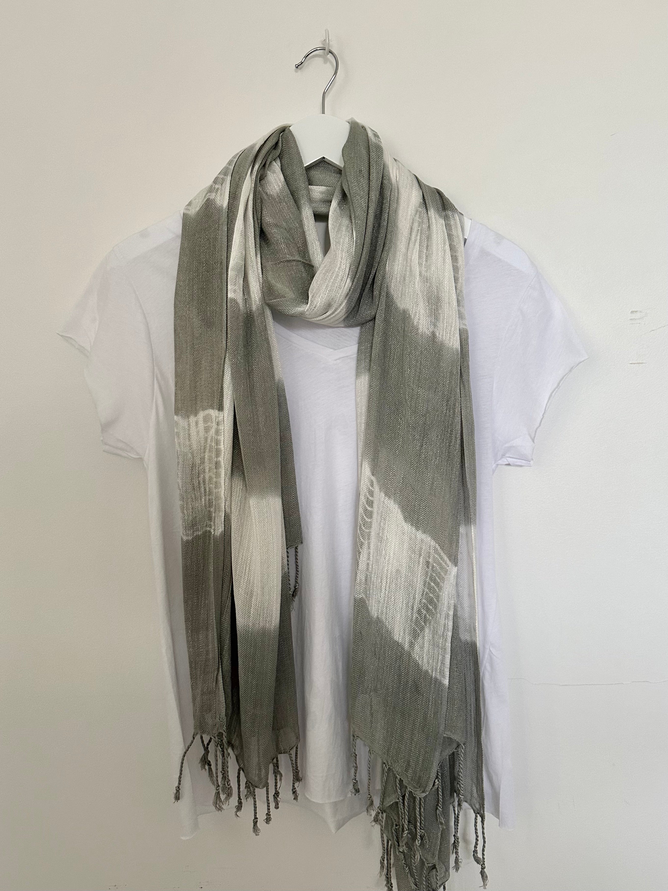 soft neck scarf-soft grey tie dye
