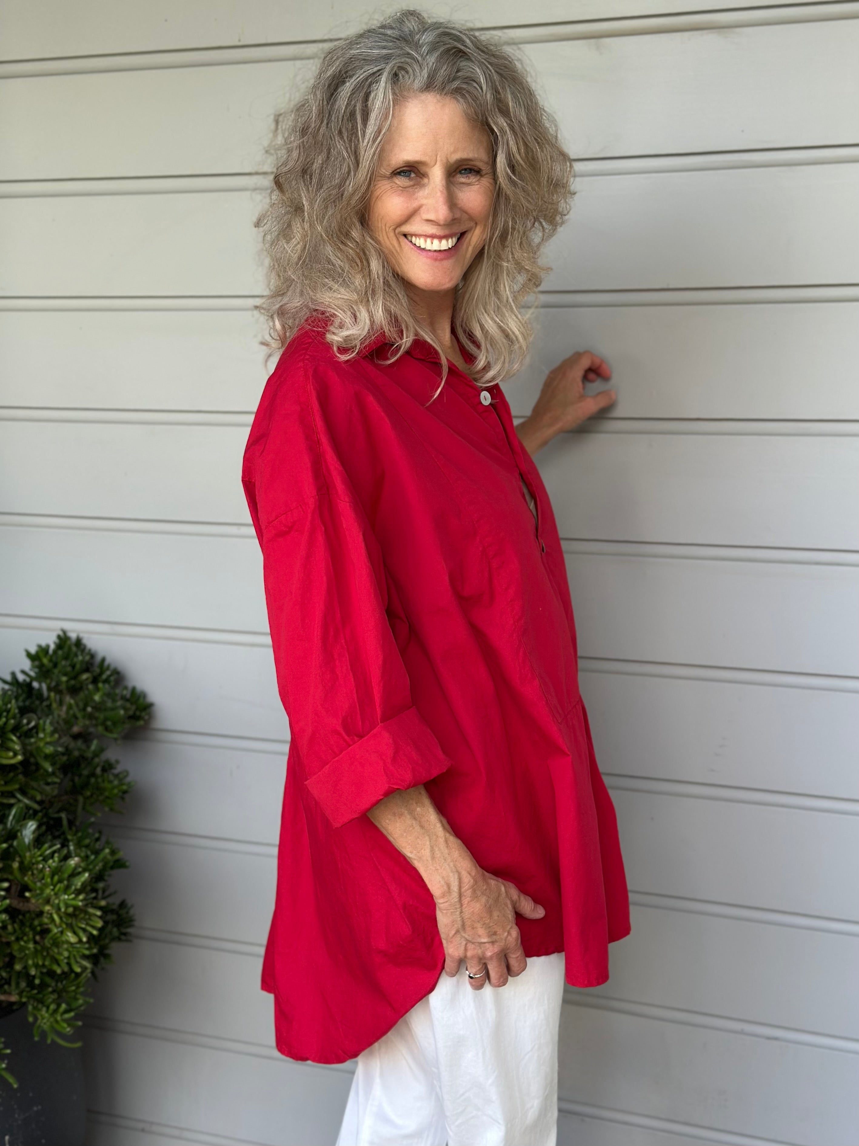 megan shirt - red cotton