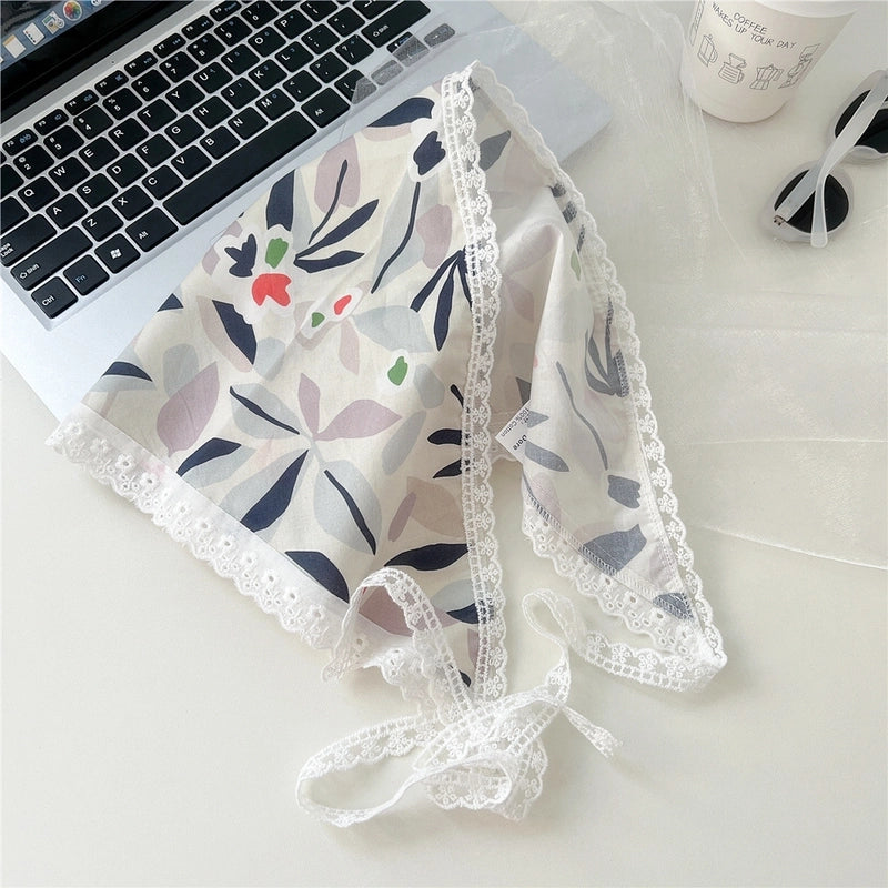 Women's Cute Sweet Lace Cotton And Linen Kerchief
