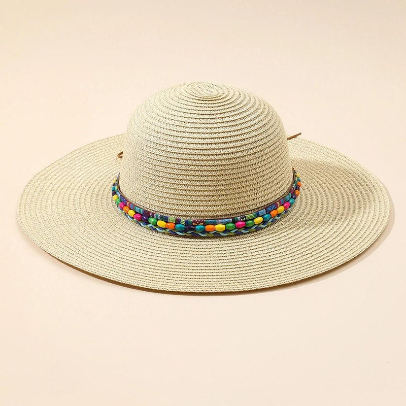 6 Pieces Women's Bohemian Solid Color Big Eaves Sun Hat