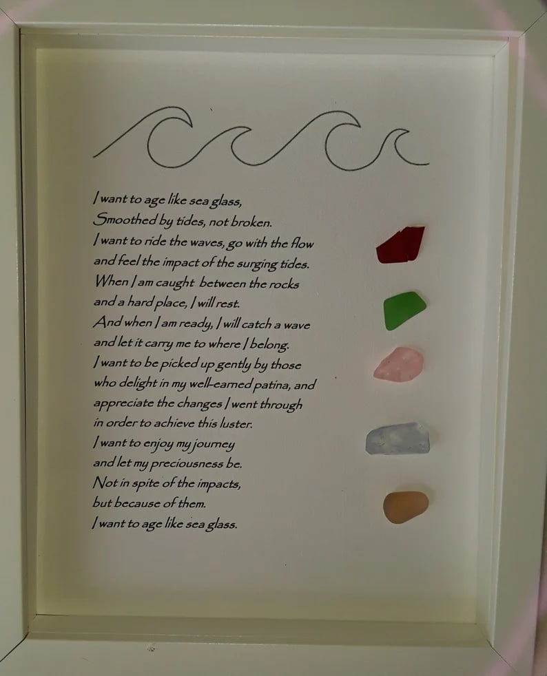 ❤️Handmade Large Sea Glass Poem