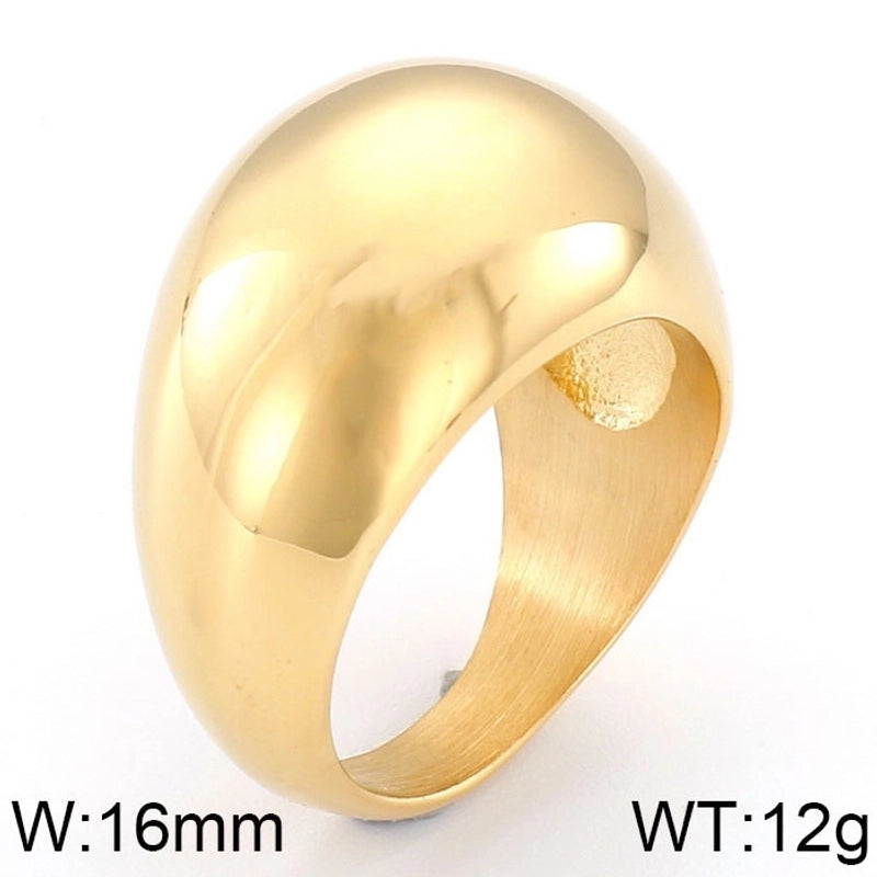 Fashion Solid Color Arc Large Smooth Stainless Steel  Geometric Ring