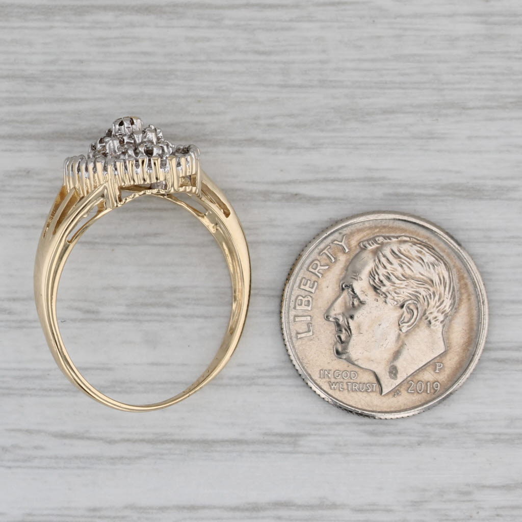 0.50ctw Diamond Cluster Halo Ring 14k Yellow Gold Size 7.5
