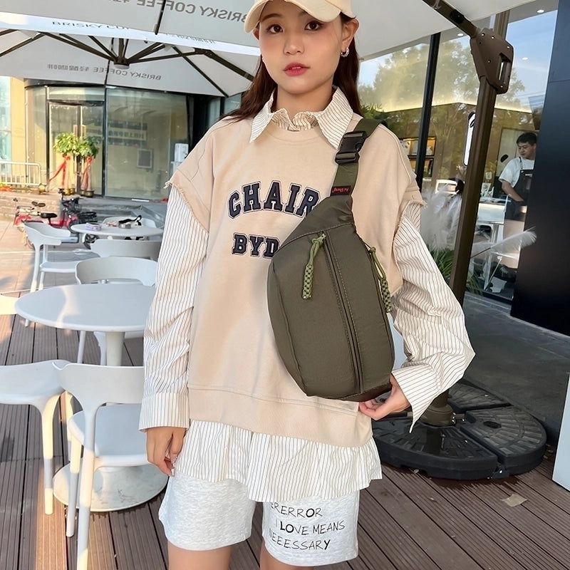 Women's Men's Preppy Style Streetwear Sports Solid Color Nylon Waist Bags