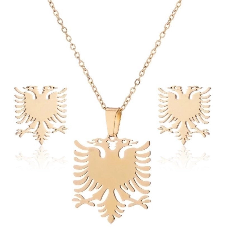 Fashion Geometric 201 Stainless Steel 18K Gold Plated Plating Earrings Necklace
