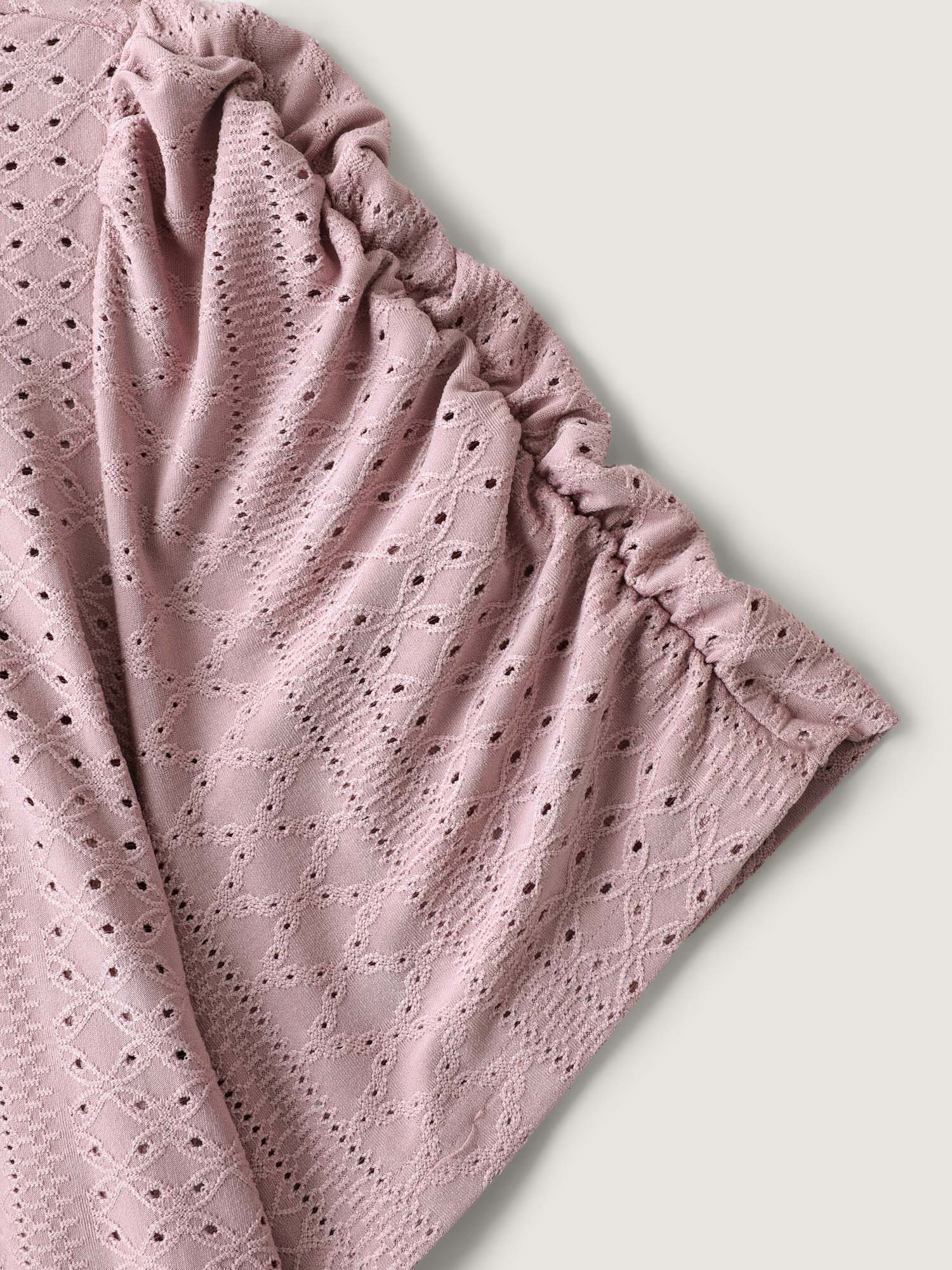 Eyelet Trim Flowy Sleeve Bust-Comfort Top