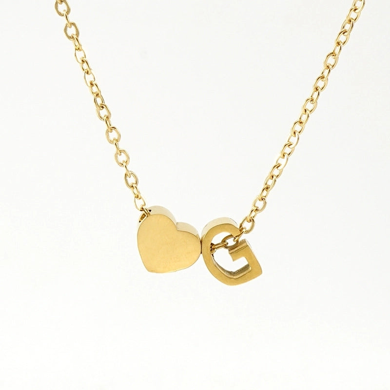 Fashion Letter Heart Shape 304 Stainless Steel 18K Gold Plated Gold Plated Stainless Steel Necklaces