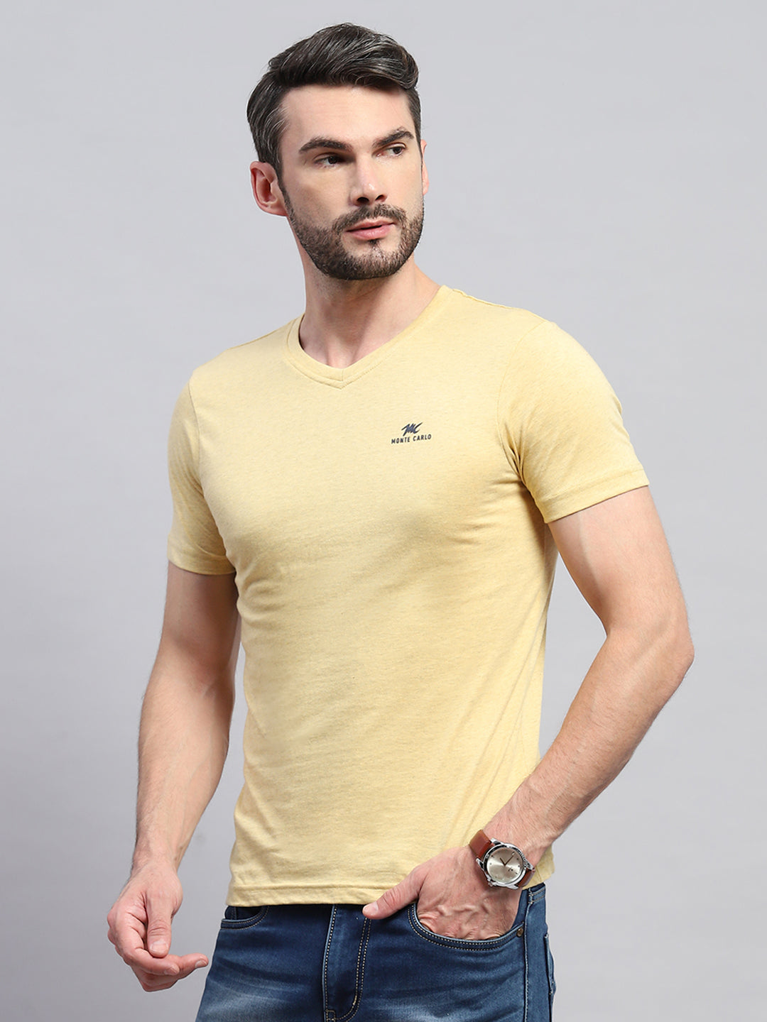 Men Multicolor Solid V Neck Half Sleeve T-Shirt (Pack of 3)