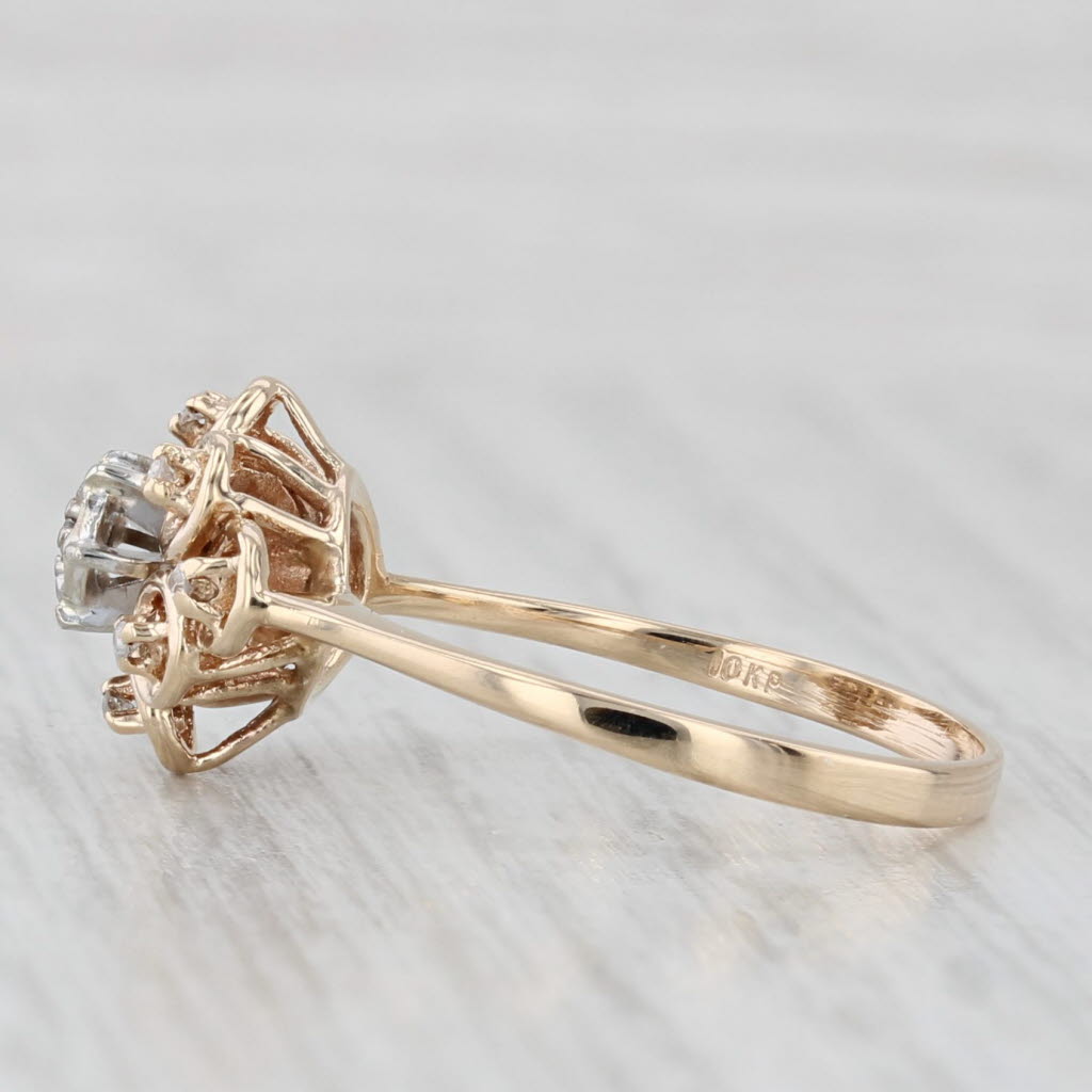 Vintage Diamond Cluster Ring 10k Yellow Gold Size 7