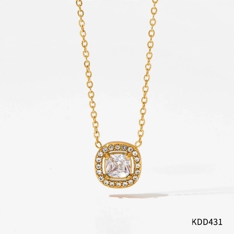 304 Stainless Steel Titanium Steel 16K Gold Plated White Gold Plated Gold Plated Classic Style Plating Inlay Square Zircon Bracelets Earrings Necklace