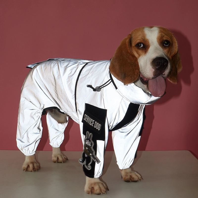 New Pet Reflective All-inclusive Four-legged Large Dog Raincoat Dog Fashion Brand Raincoat Can Be Pasted Armband Clothes