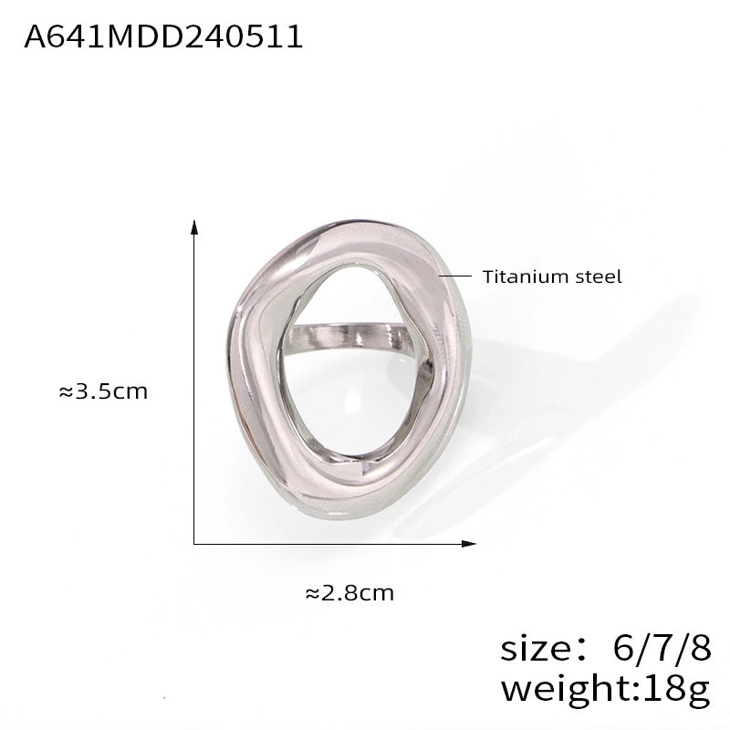 IG Style Minimalist Oval 304 Stainless Steel 18K Gold Plated Hollow Out Rings