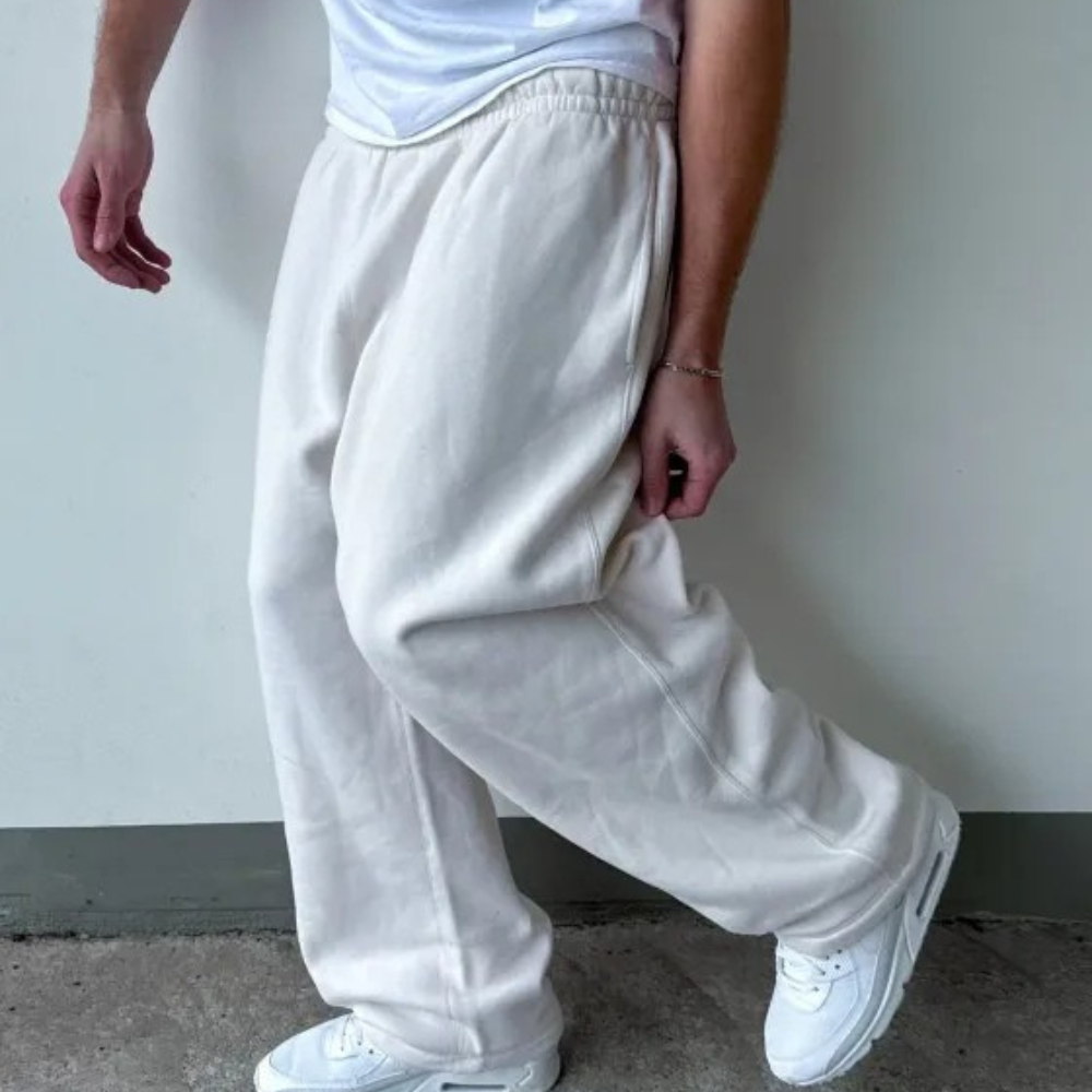 Dual Stripe Lounge Pants With Straight Cut And Fleece Lining