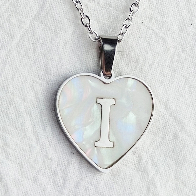 Cute Sweet Letter Titanium Steel Plating Inlay Shell Pendant Necklace