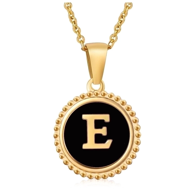 Fashion Round Letter 304 Stainless Steel 18K Gold Plated Enamel Gold Plated Pendant Necklace
