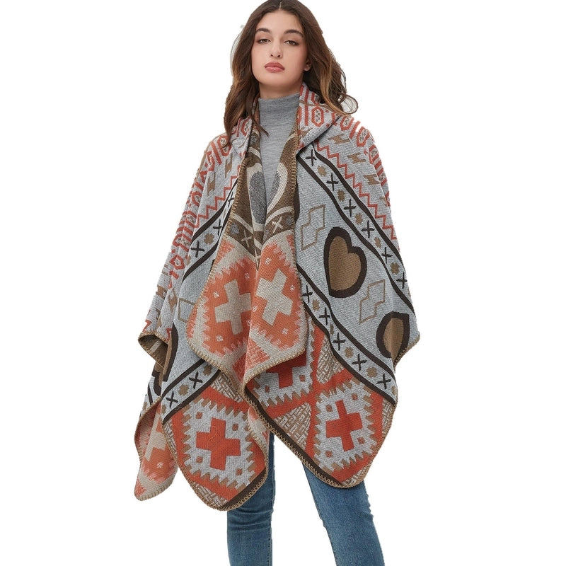 Women's Streetwear Printing Color Block Artificial Wool Acrylic Shawl