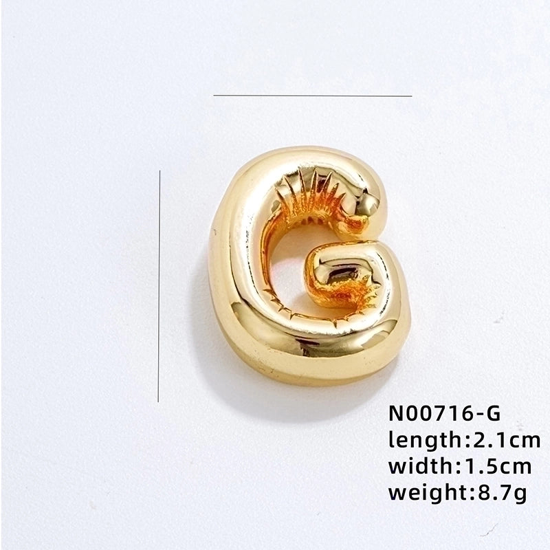 304 Stainless Steel Copper Gold Plated IG Style Minimalist Polishing Plating Letter Charms