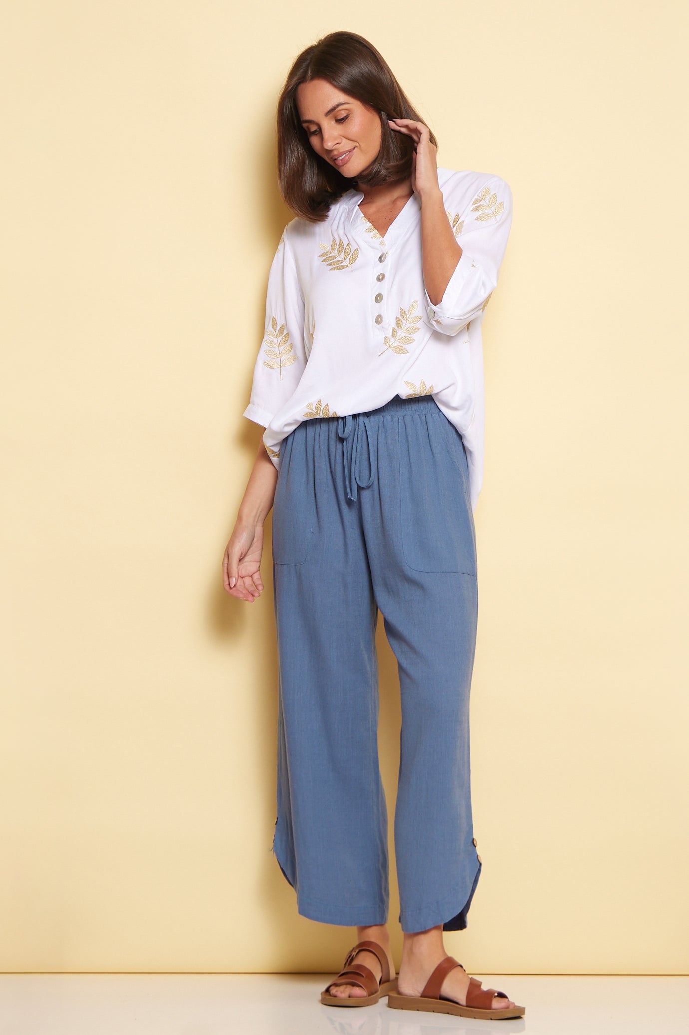 Felicity Linen Pants - Denim