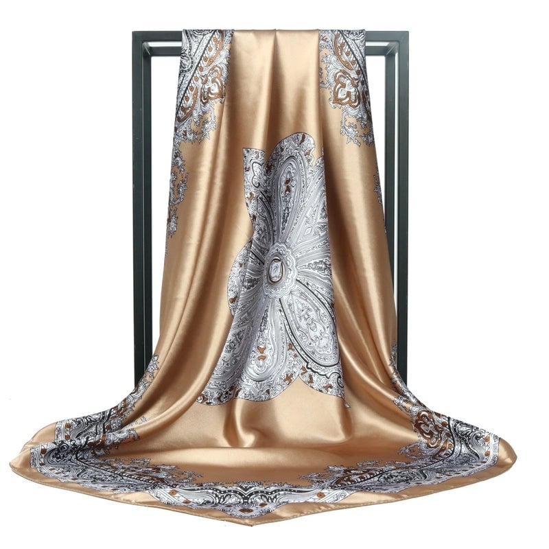 Women's Vintage Style Ethnic Style Printing Polyester Satin Silk Scarf Kerchief