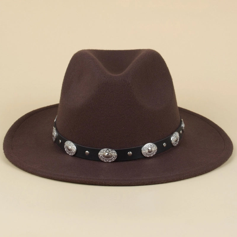 Silver Buckle Jazz Hat Punk Western Cowboy Hat Star Pattern Hat Five-pointed Star Small Hat Spot