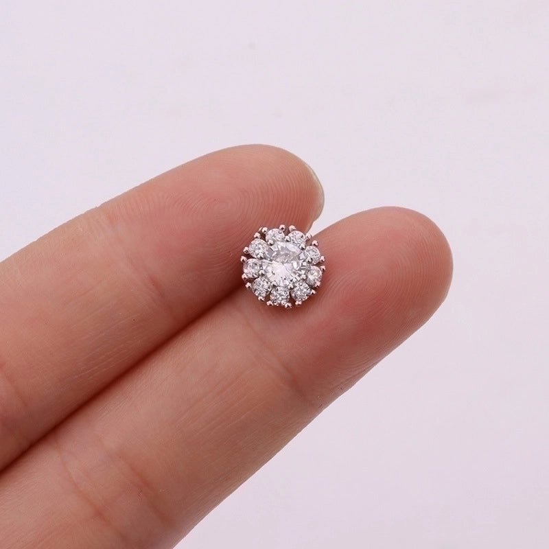 5 Pieces Ear Cartilage Rings & Studs Snowflake Copper Inlaid Shell