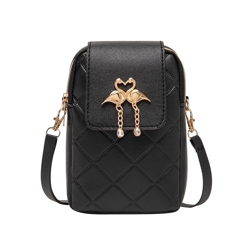 Women's Small Pu Leather Solid Color Basic Streetwear Square Zipper Buckle Shoulder Bag Phone Wallets Crossbody Bag