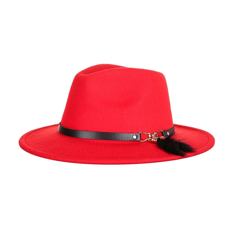 Hat New  Fashion Top Hat Creative Belt Decorative Woolen Jazz Hat Hot