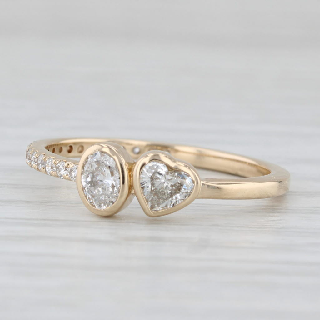 0.68ctw Oval Heart Shape Diamonds Ring 14k Yellow Gold Size 8
