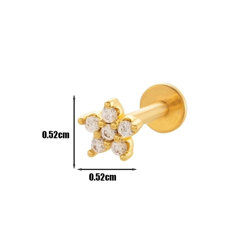 1 Piece Lip Rings Minimalist Heart Shape Flower Butterfly 316L Stainless Steel  Copper Plating Inlay Zircon